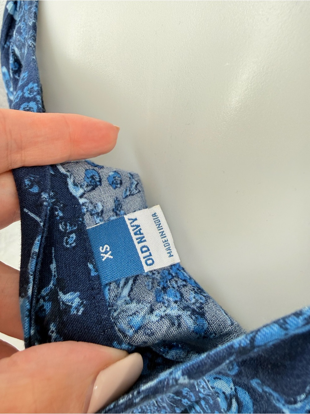 Old Navy Dark Blue Floral Square-Neck Mini Dress with Puff Sleeves - Picture 5 of 5